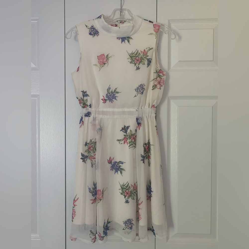 Women's floral dress off-white cropped top